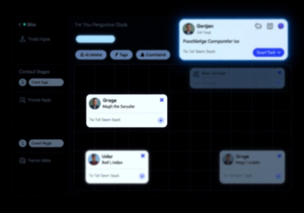 AI agent updating a CRM deal pipeline and contact records in a dark dashboard